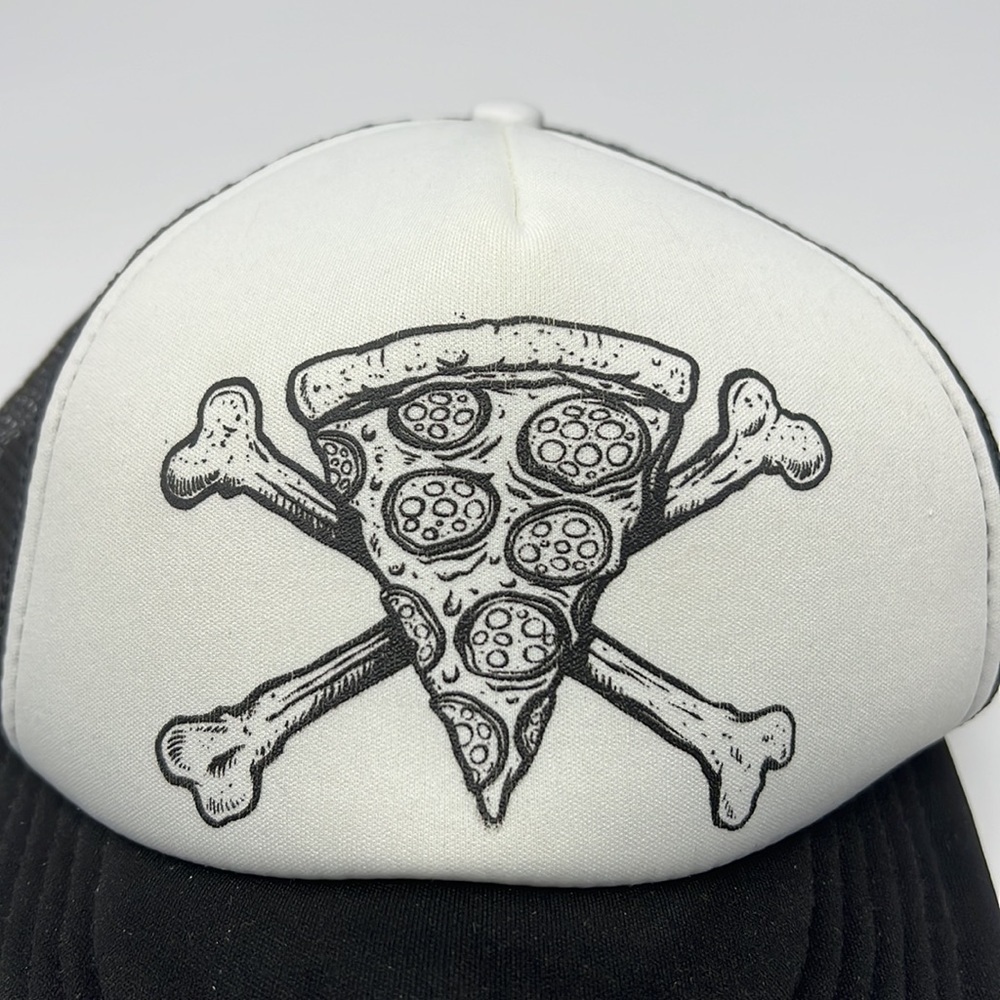 District - Pizza And Crossbones Fun Graphic Truck Driver Baseball Hat Onesize - Picture 7 of 11